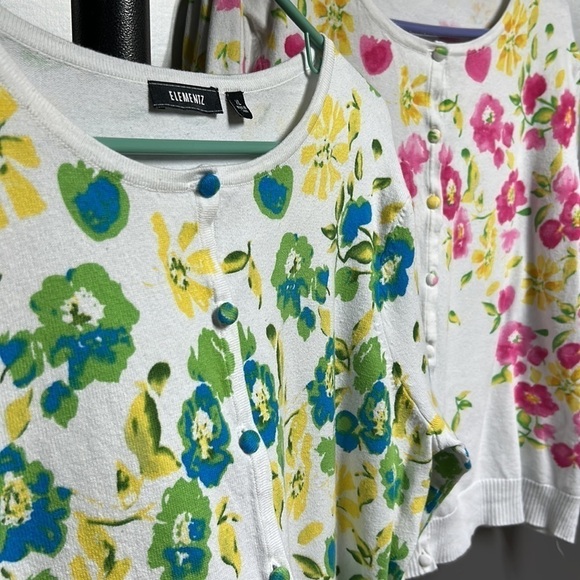 2-Elementz cardigan spring easter cardigans size xl euc long sleeve floral print - Picture 2 of 14